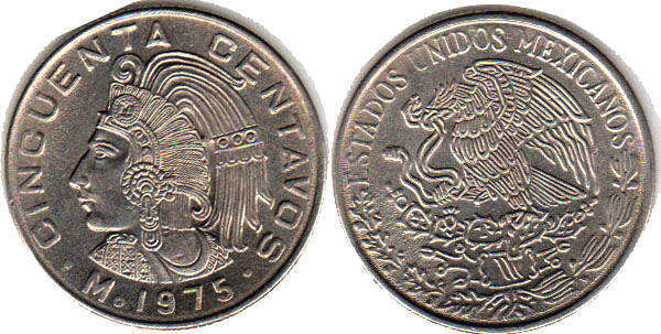 Мексика монета 50 сентаво 1975