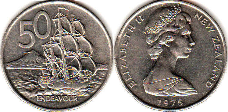 монета Новая Зеландия 50 центов 1975