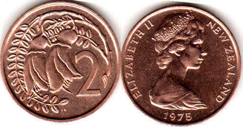 монета Новая Зеландия 2 цента 1975