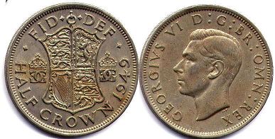 монета Великобритания 1/2 кроны 1949
