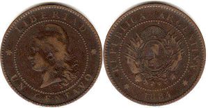 монета Аргентина 1 сентаво 1884