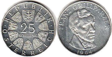 монета Австрия 25 шиллингов 1964