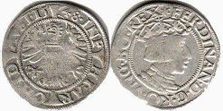 монета Австрия 3 крейцера 1548