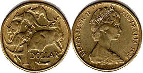 монета Австралия 1 доллар 1984