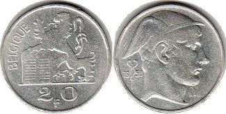 монета Бельгия 20 франков 1950