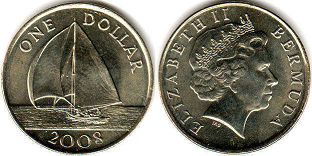 монета Бермуды 1 доллар 2008