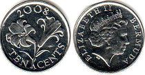 монета Бермуды 10 центов 2008