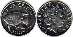 монета Бермуды 5 центов 2008