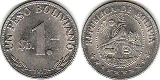 монета Боливия 1 песо 1972