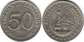 монета Боливия 50 сентаво 1967
