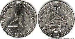 монета Боливия 20 сентаво 1973