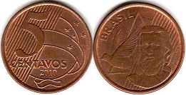 монета Бразилия 5 сентаво 2010