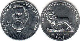 монета Конго 50 сантимов Кэмерон 2002