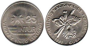 монета Куба 25 сентаво 1981