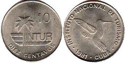 монета Куба 10 сентаво 1981