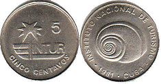 монета Куба 5 сентаво 1981