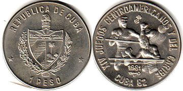 монета Куба 1 песо 1981