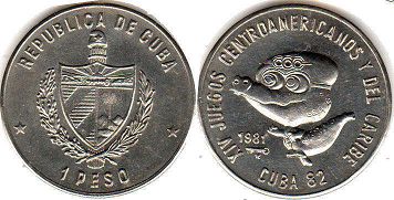 монета Куба 1 песо 1981