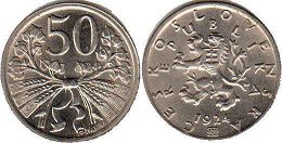 монета Чехословакия 50 геллеров 1924