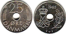 монета Дания 25 эре 1985