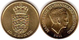 монета Дания 10 крон 2011