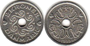 монета Дания 2 кроны 1999