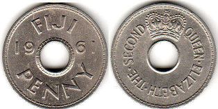 монета Фиджи 1 пенни 1961