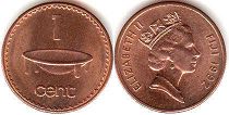 монета Фиджи 1 цент 1992
