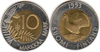 монета Финляндия 10 марок 1993