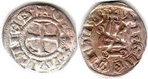 монета Афины денье без даты (1280-1287)