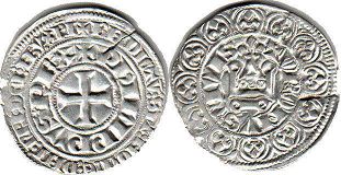 монета Франция грош 1285-1290