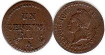 монета Франция 1 сантим 1798