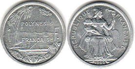 монета Французская Полинезия 1 франк 1965