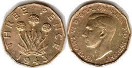 монета Великобритания 3 пенса 1943