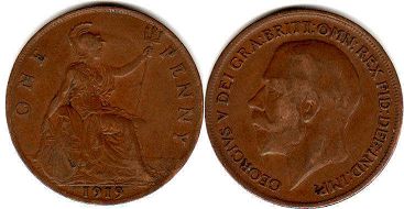 монета Великобритания 1 пенни 1919