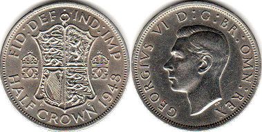 монета Великобритания 1/2 кроны 1948