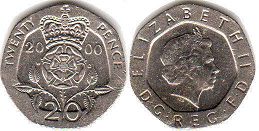 монета Великобритания 20 пенсов 2000