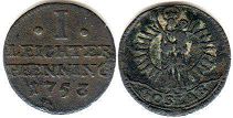 монета Гослар 1 пфенниг 1753
