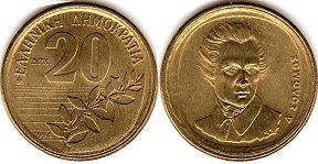 монета Греция 20 драхм 1994