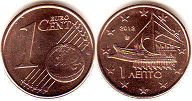 монета Греция 1 евро цент 2013