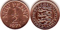 монета Гернси 1/2 новых пенни 1971