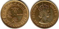 монета Гонконг 10 центов 1978