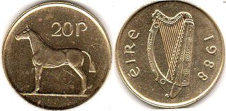 монета Ирландия 20 пенсов 1988
