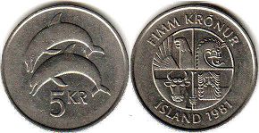 монета Исландия 5 крон 1981
