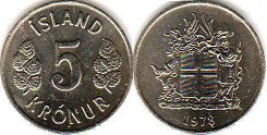 монета Исландия 5 крон 1978