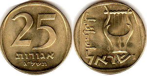 монета Израиль 25 агор 1973