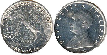 монета Италия 500 лир 1974