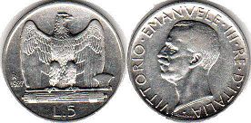 монета Италия 5 лир 1927