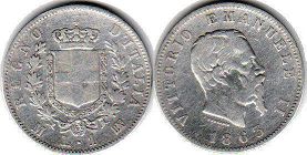 монета Италия 1 лира 1863