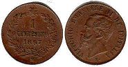 монета Италия 1 чентизимо 1867